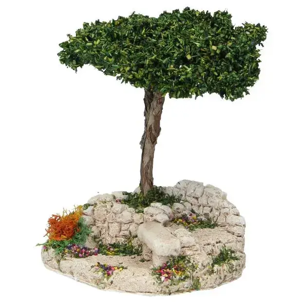 Décor pour santons de Provence Banc sous pin parasol