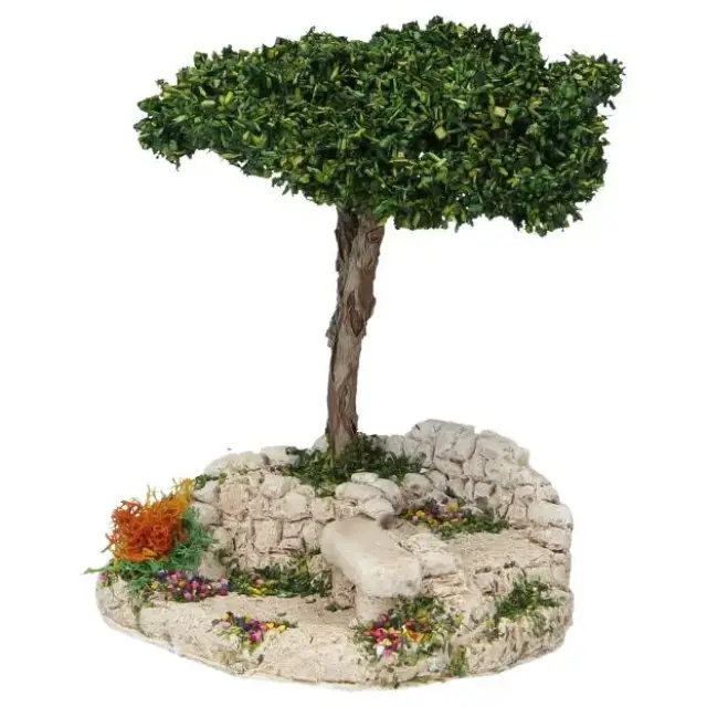 Décor pour santons de Provence Banc sous pin parasol