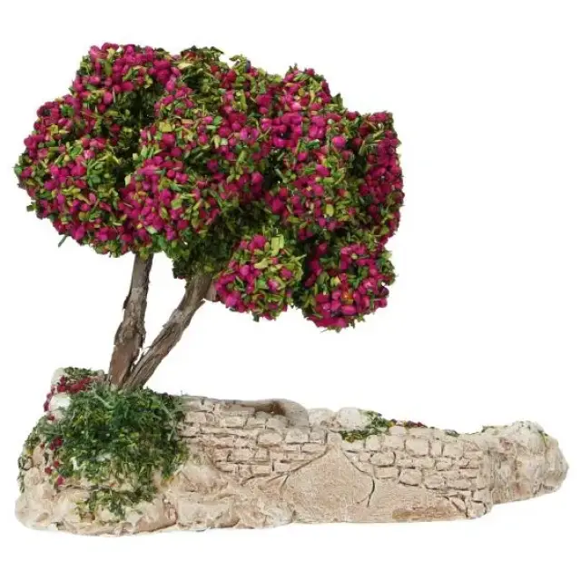 Décor pour santons de Provence Abreuvoir avec arbre fleuri