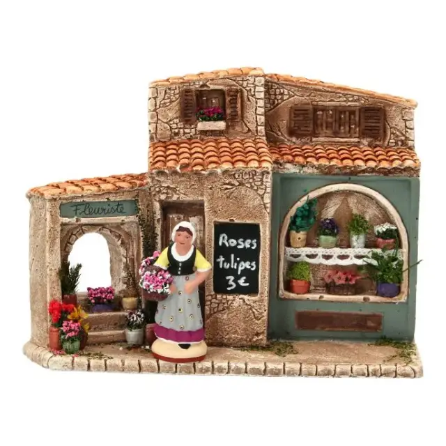 Santon Gateau 7 Cm Femme au panier de fleurs