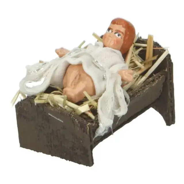Santon Napolitain 08 Cm Enfant Jesus Avec Berceau
