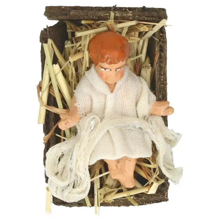 Santon Napolitain 08 Cm Enfant Jesus Avec Berceau