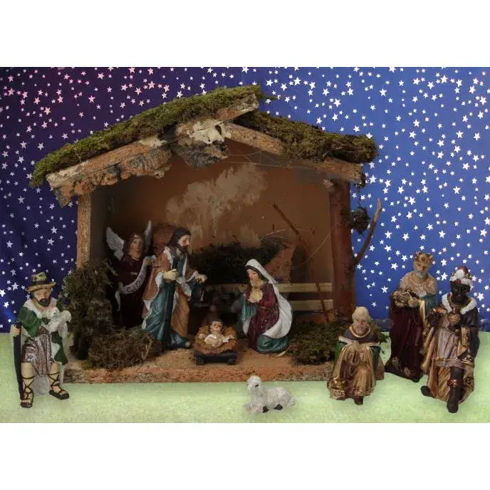 Christmas stable 11 figures 9 cm (22x12x19cm)