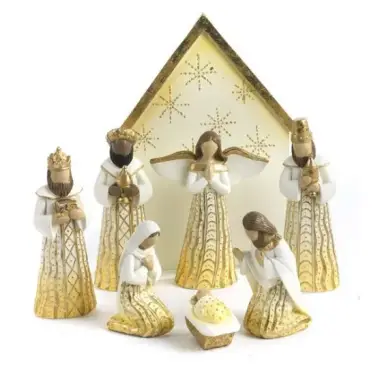 Kerststal + 8 Fig 15 cm