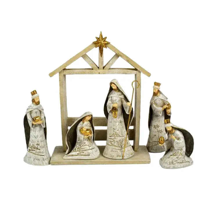 Kerststal + 6 Fig .. Cm (24 X 06 X H30 Cm)