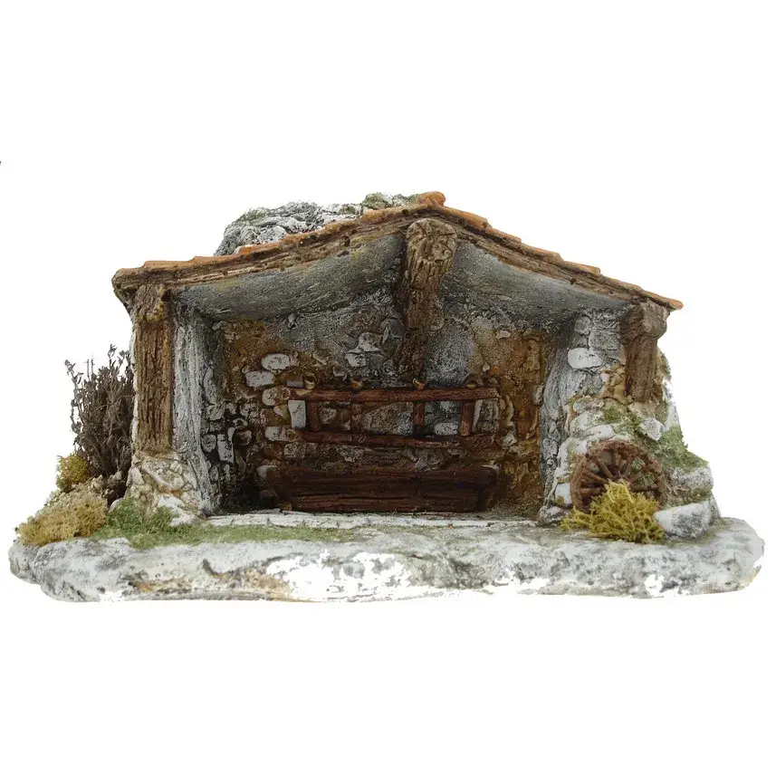 Décor pour santons de provence - Mas/étable toit 2 pentes - 21 x 10 x H 17 cm