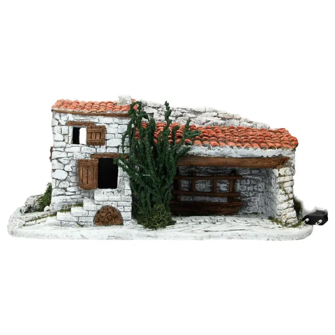 Décor pour santons de Provence - Mas/étable avec lumière - 45 X 16 X H 21 cm