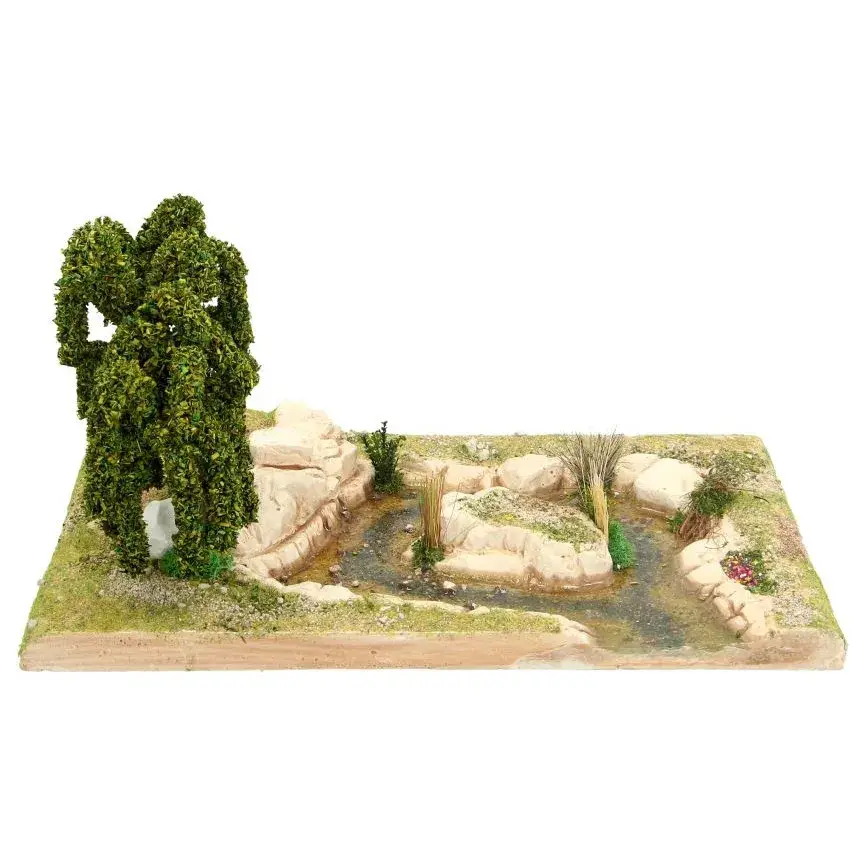 Décor pour santons de Provence Lac avec arbre 32 x 22 cm