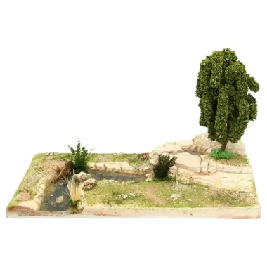 Décor pour santons de Provence Cascade et rivière 32 x 22 cm