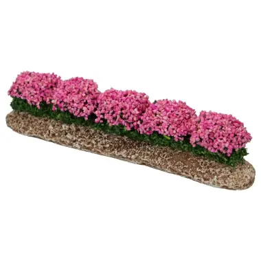 Décor pour santons de Provence Rangée de fleurs roses