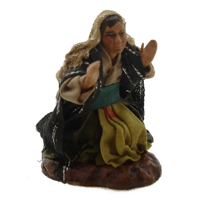 Santon 08 Cm Neapolitan Old Woman Kneeling