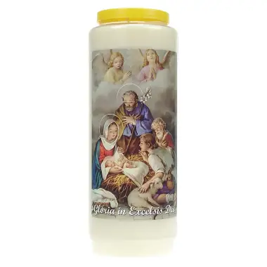 9 days candle / white / Nativity Gloria in Excelsis Deo