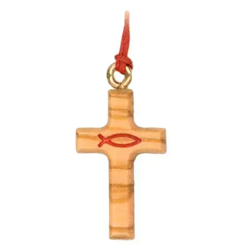 Croix s/cordon - 30 mm - Bois d'olivier
