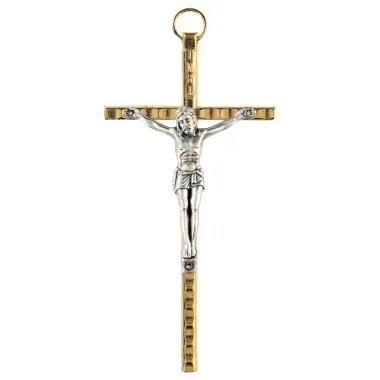 Croix Murale - 11 cm - Métal bicolore