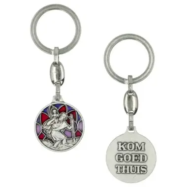 Porte-Clefs - St Christophe / K.g.t. - 30 mm - Email Rouge