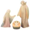 Crèche de Noël en bois - 15 personnages couleurs pastelles de 13 cm avec étable