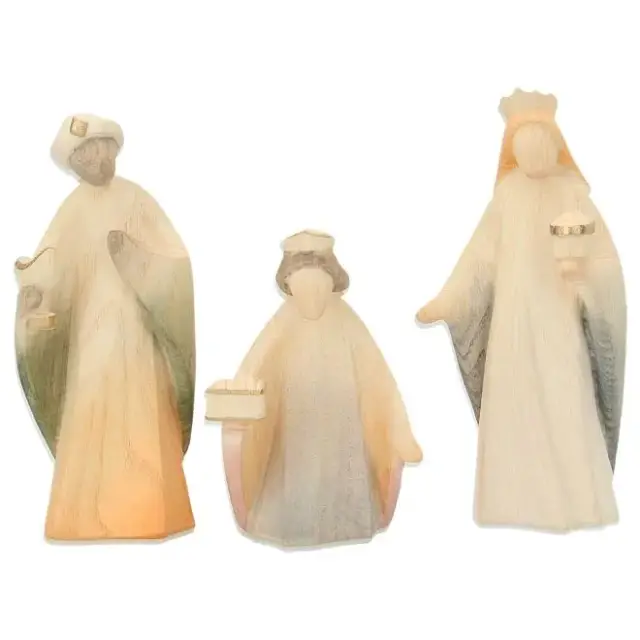 Crèche de Noël en bois - 15 personnages couleurs pastelles de 13 cm avec étable