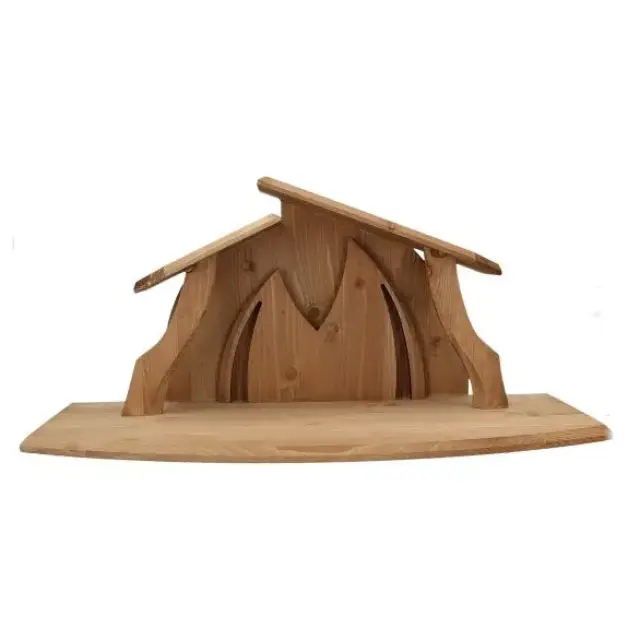 Crèche de Noël en bois - 15 personnages couleurs pastelles de 13 cm avec étable