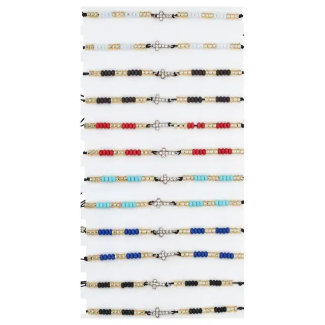 Armband op koord assort kleuren met kruis strass