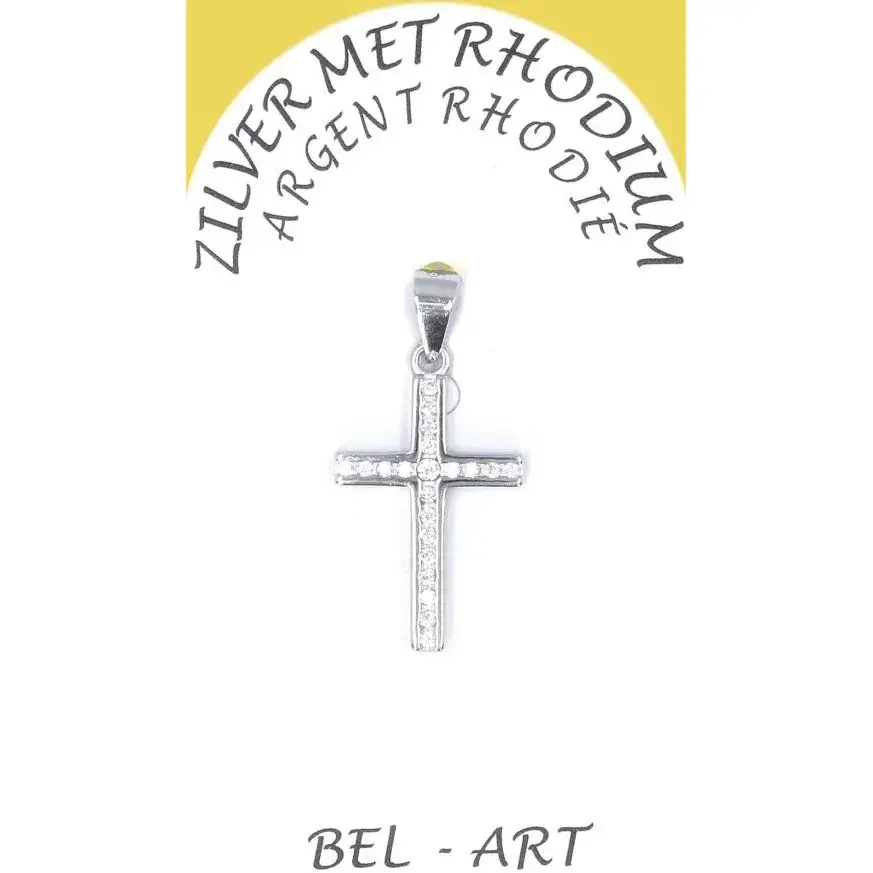 Croix Argent avec zircons - 20 X 12 mm