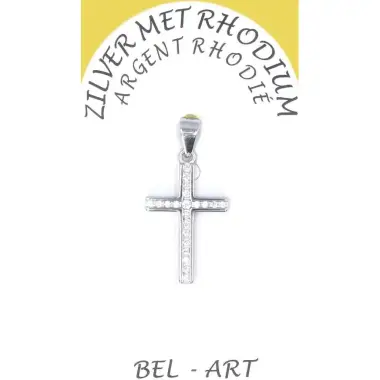 Croix Argent avec zircons - 20 X 12 mm
