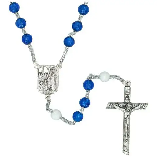Chapelet Apparition Lourdes bleu + paters blancs