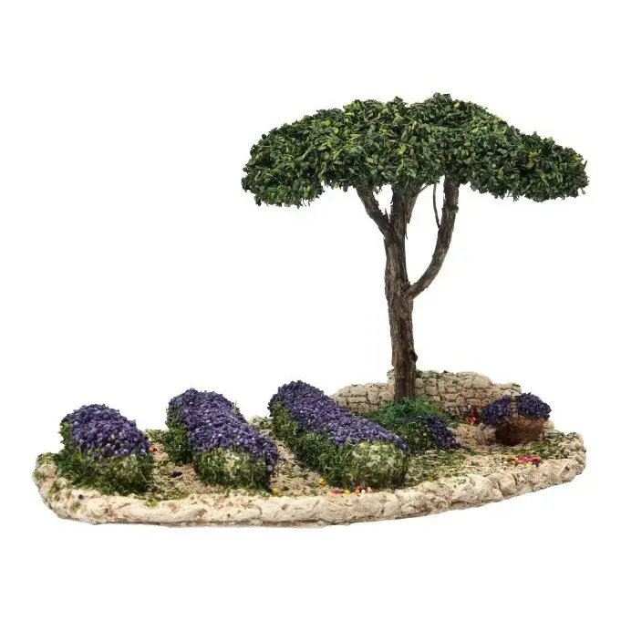 Décor pour santons de Provence Champ de lavandes 25x15 cm