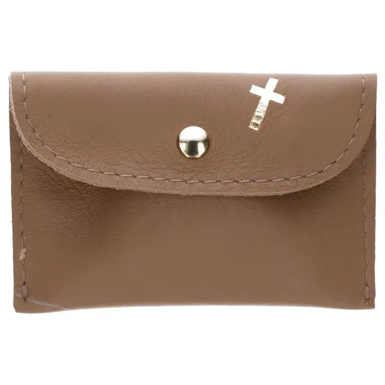 rosary Leather Case 10 X 7 cm Natural