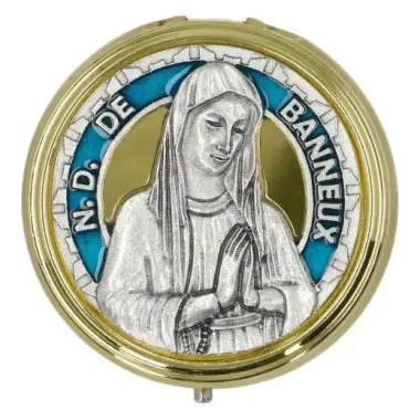 Pyxide Dorée Diam 60 mm - Notre-Dame de Banneux - Email bleu