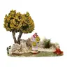 Décor pour santons de Provence Mur avec arbre mimosa 20 x 11 cm