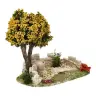 Décor pour santons de Provence Mur avec arbre mimosa 20 x 11 cm