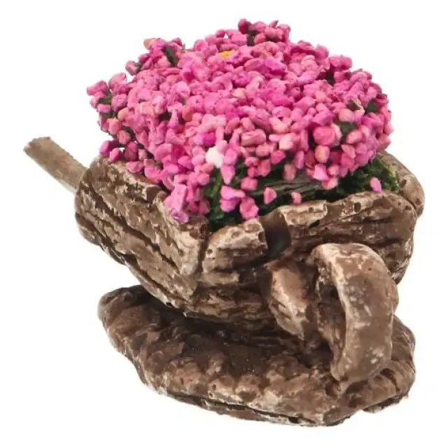 Décor pour santons de Provence Brouette avec rose 7x3x2 cm