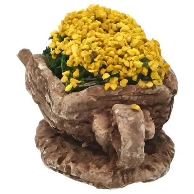 Décor pour santons de Provence Brouette avec mimosa 7x3x2 cm
