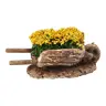 Décor pour santons de Provence Brouette avec mimosa 7x3x2 cm