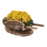 Décor pour santons de Provence Brouette avec mimosa 7x3x2 cm