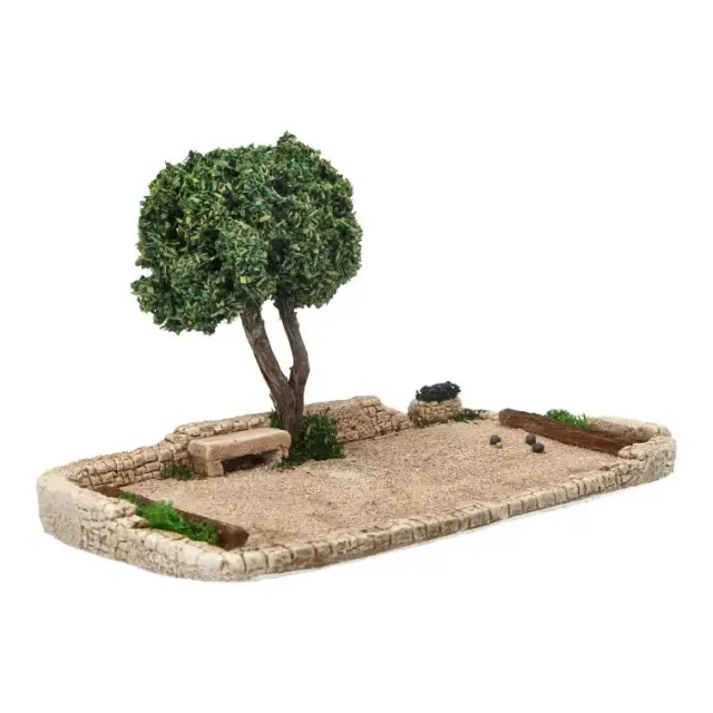 Décor pour santons de Provence Jeu de boules 27x14 cm