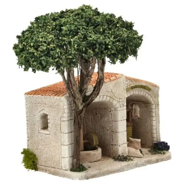 Décor pour santons de Provence Moulin à huile 17x13x8 cm