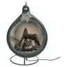 Christmas nativity in a blue-tinted ceramic christmasball + light 18cm