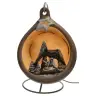 Christmas nativity in a sepia-tinted ceramic christmasball + light 18cm