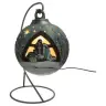 Christmas nativity in a blue-tinted ceramics christmasball + light