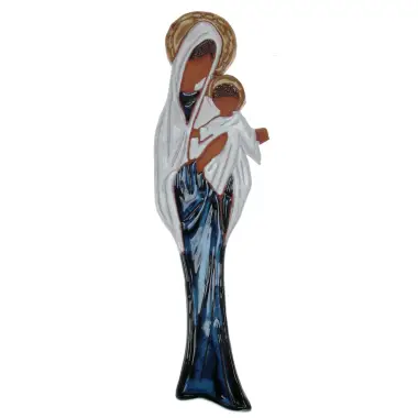 Ceramic Madonna With Child 28 Cm Dark Blue