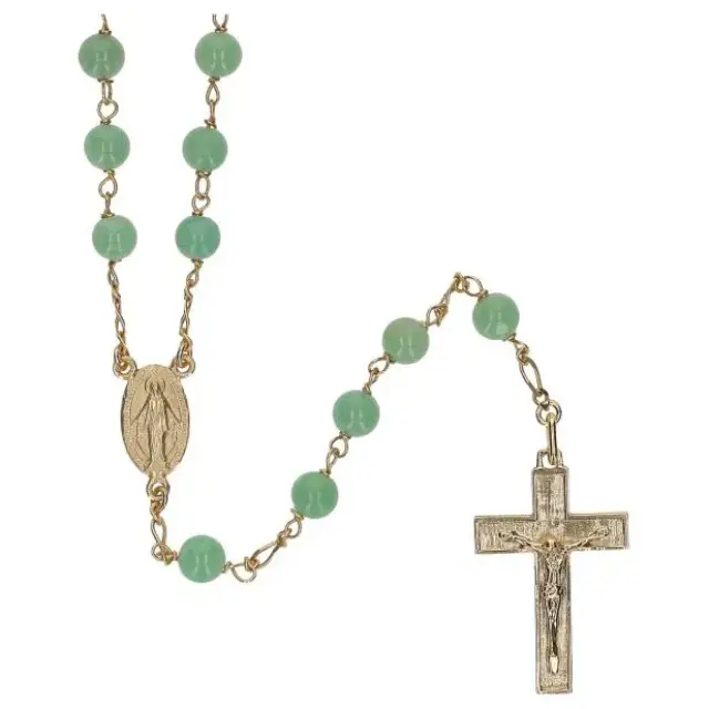 Chapelet plaqué-or - Aventurine - 6 mm