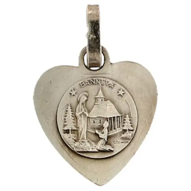 metal silver medal of the Virgin of Banneux 12 mm