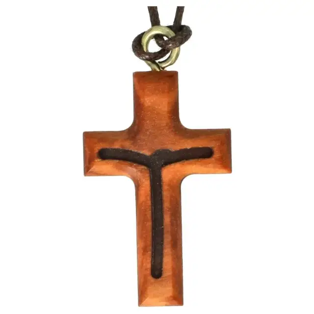 Croix s/cordon - 42 mm - Bois d'olivier