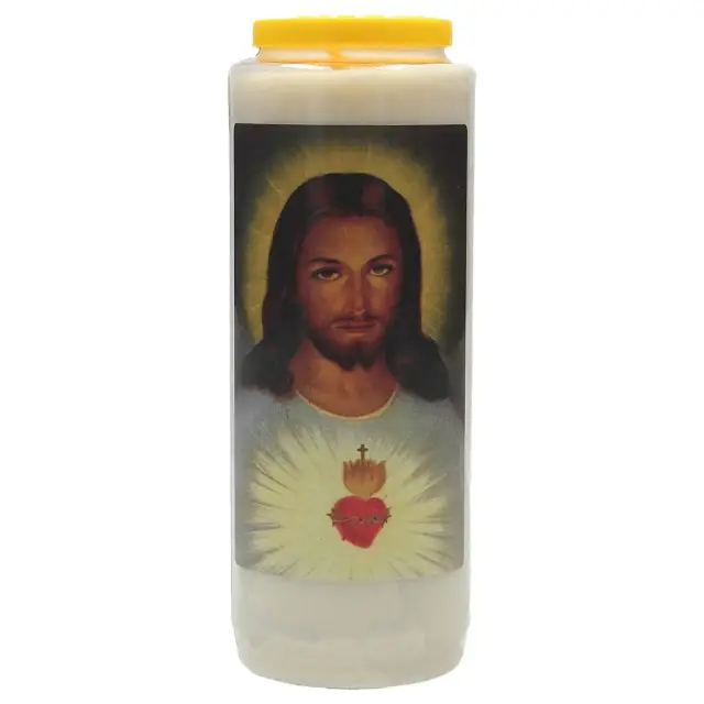 9 days candle / white / Bust Sacred Heart of Jesus