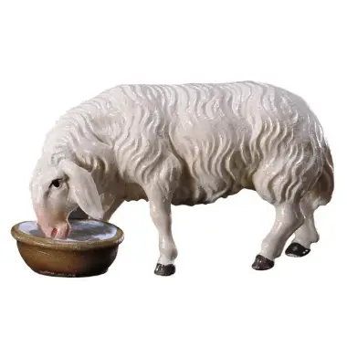 Schaap/Drinkend : houtsnijwerk kerstgroep Ulrich 15 cm