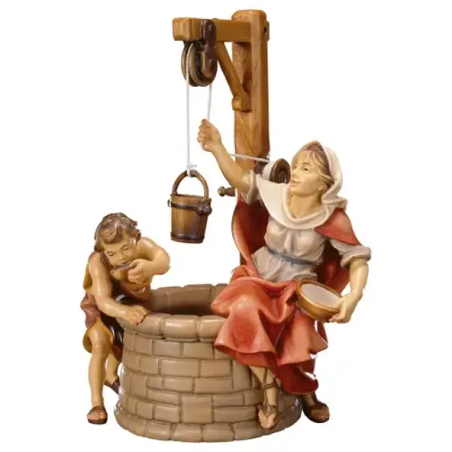Herders Aan Waterput : houtsnijwerk kerstgroep Ulrich 15 cm