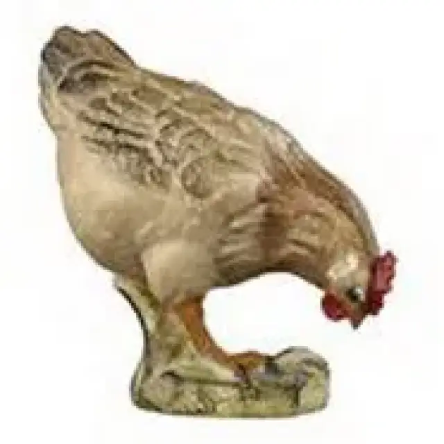 Houtsnijwerk Kip/pikkend 12 Cm / Gekleurd