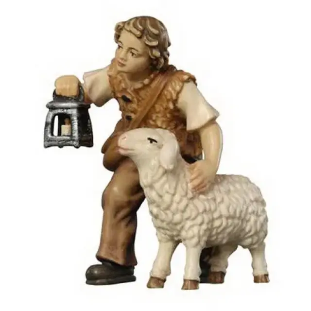 Berger/mouton/lanterne pour personnages de crèche de 12 cm Couleur