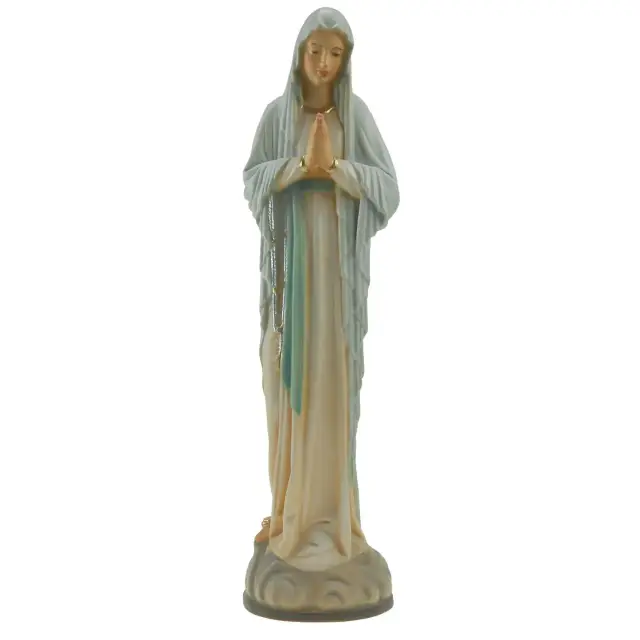 Woodcarving statue of Our Lady of Banneux 16 cm colored